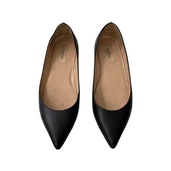 Valentino Garavani Black Pointed Ballerina Flats size 40 US 9.5 - Picture 1 of 4